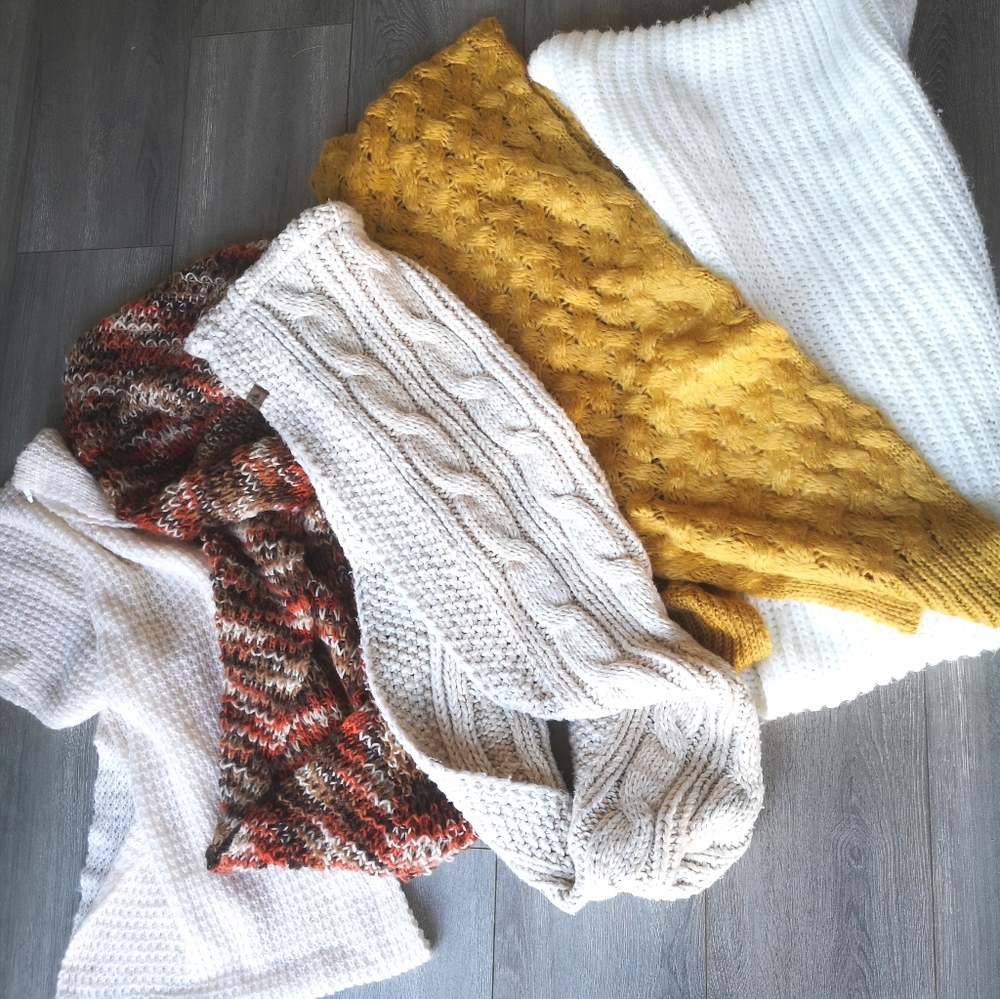 Chunky Sweater Knit Cable knit Infinity Winter Scarves Set of 5 Scarves
